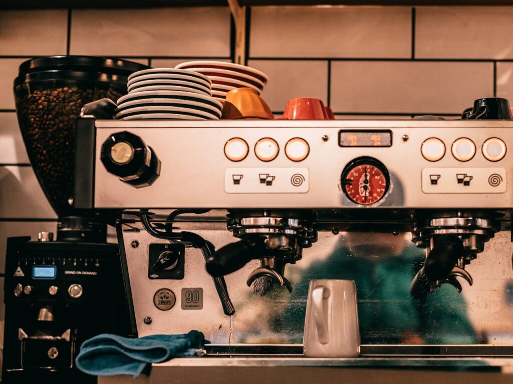 Coffee machine placed near wall